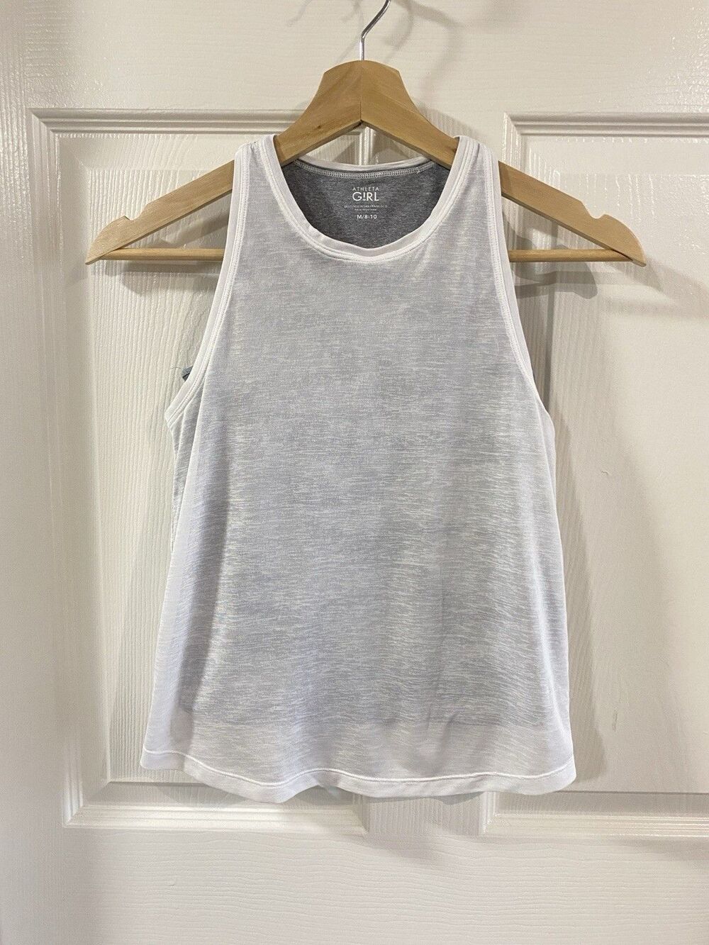 Athleta Girl White Grey Camo Layered Racerback Tank Top M Active Sporty Kids